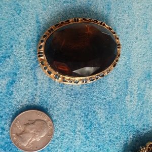 Gold tone with Smokey Topaz Brooch
